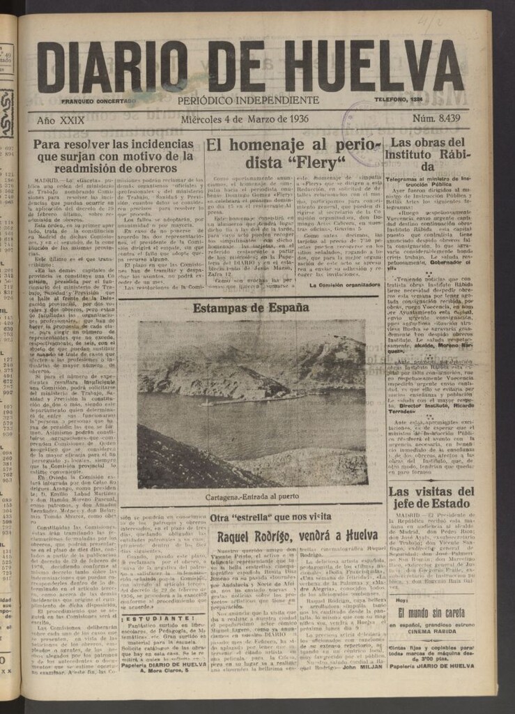 Miniatura de Diario de Huelva : periódico independiente del 4 de marzo de 1936