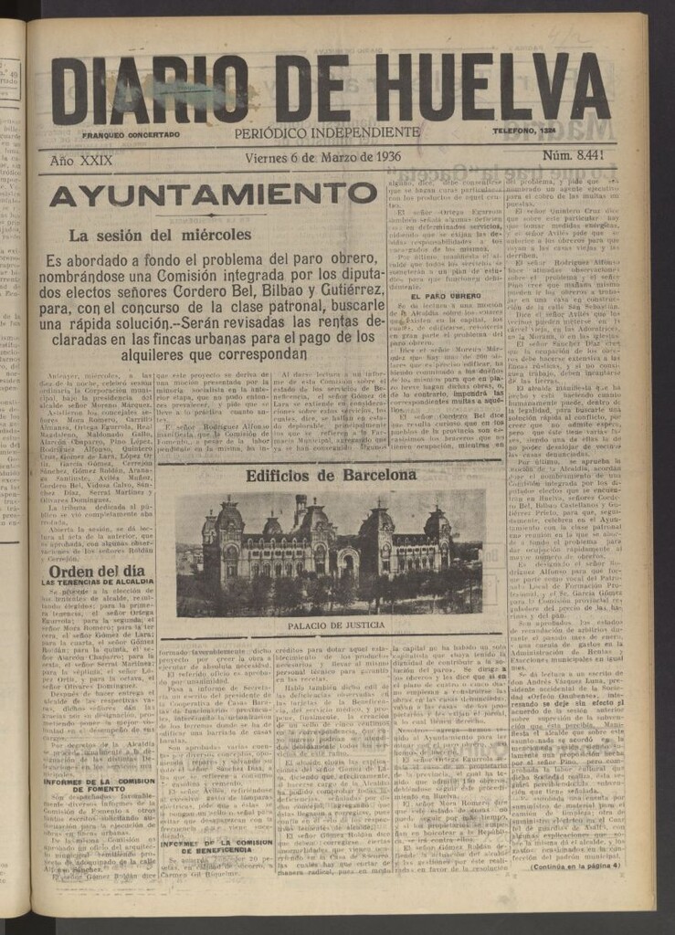 Miniatura de Diario de Huelva : periódico independiente del 6 de marzo de 1936