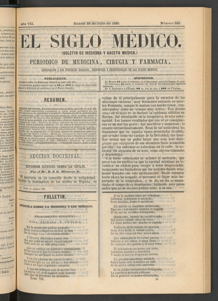 Miniatura de El Siglo Médico: boletín de medicina y gaceta médica del 22 de julio de 1860