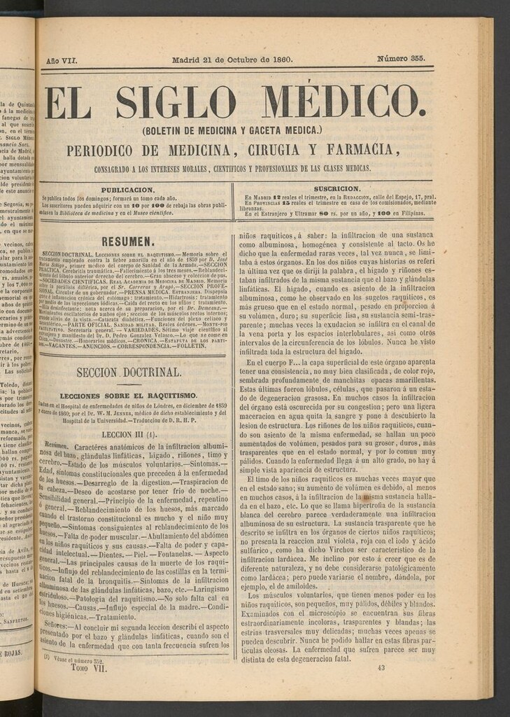 Miniatura de El Siglo Médico: boletín de medicina y gaceta médica del 21 de octubre de 1860