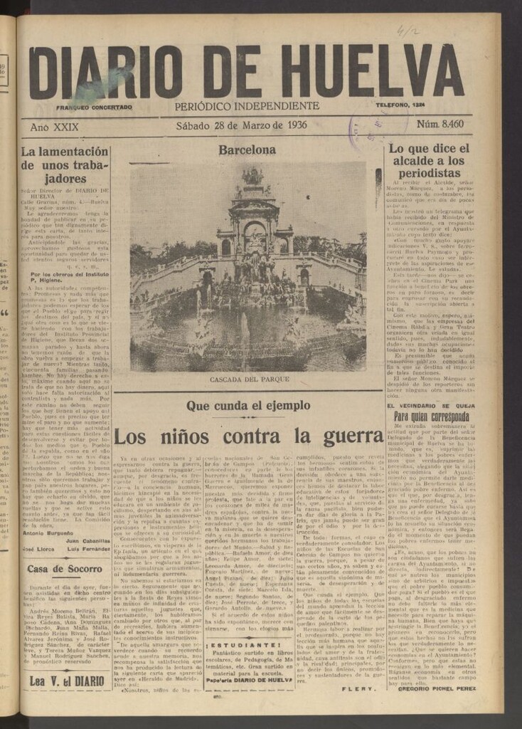 Miniatura de Diario de Huelva : periódico independiente del 28 de marzo de 1936