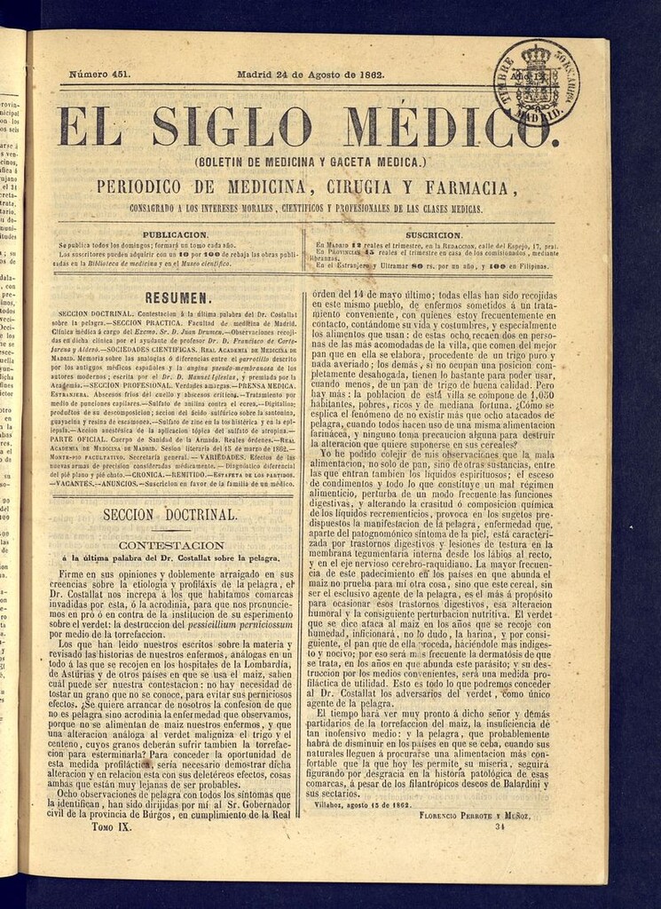 Miniatura de El Siglo Médico: boletín de medicina y gaceta médica del 24 de agosto de 1862