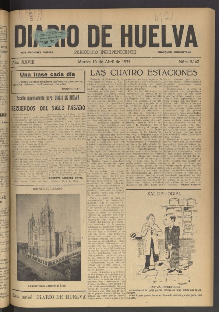 Miniatura de Diario de Huelva : periódico independiente del 16 de abril de 1935