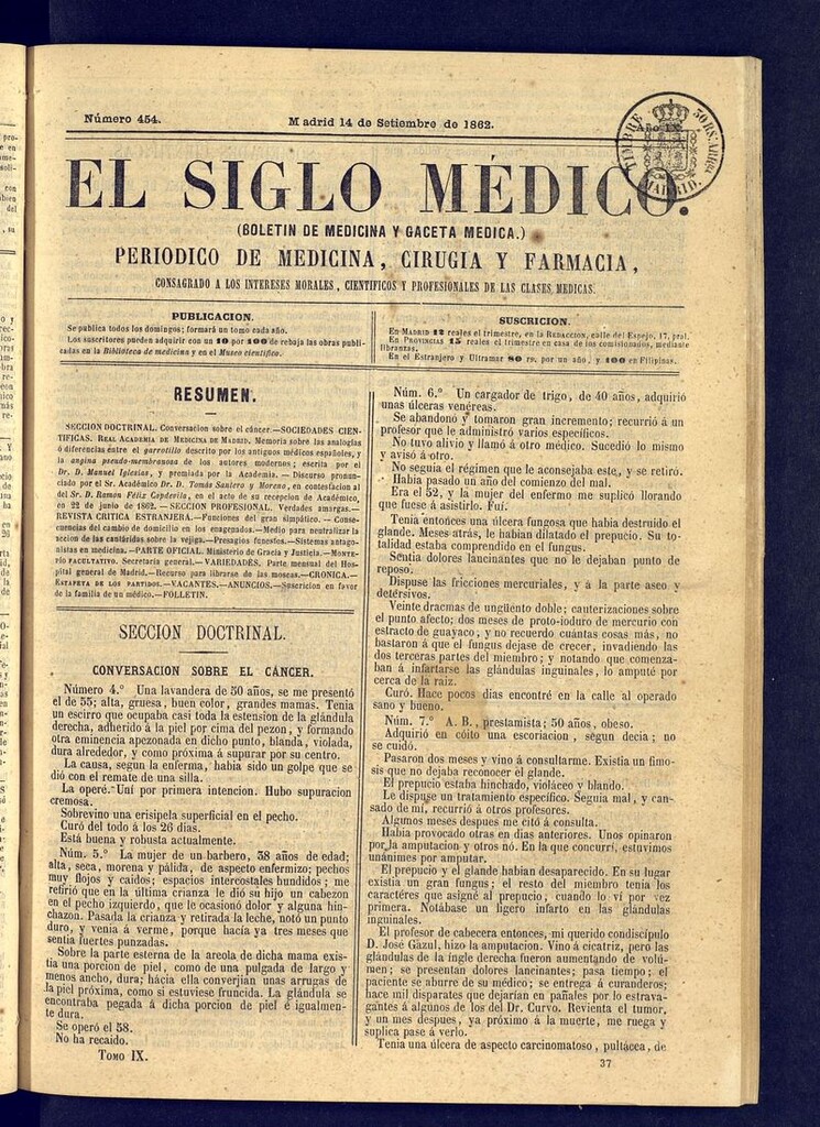 Miniatura de El Siglo Médico: boletín de medicina y gaceta médica del 14 de septiembre de 1862