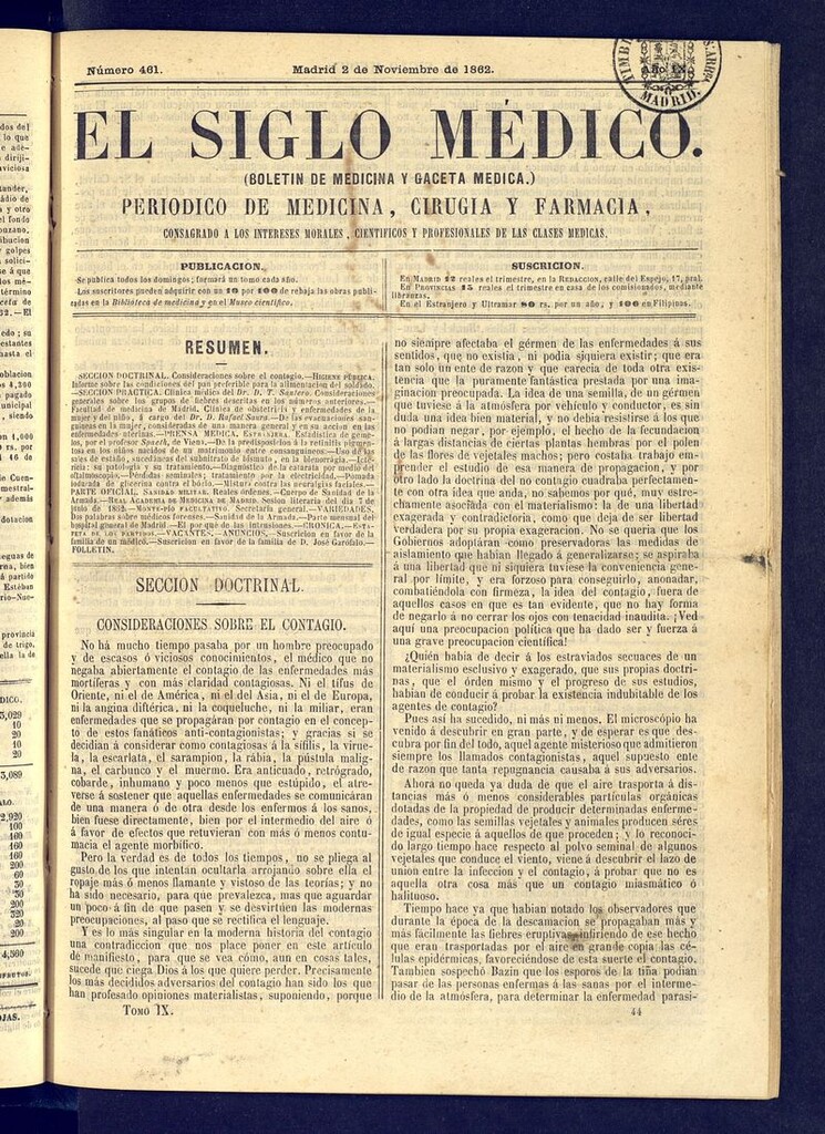 Miniatura de El Siglo Médico: boletín de medicina y gaceta médica del 2 de noviembre de 1862