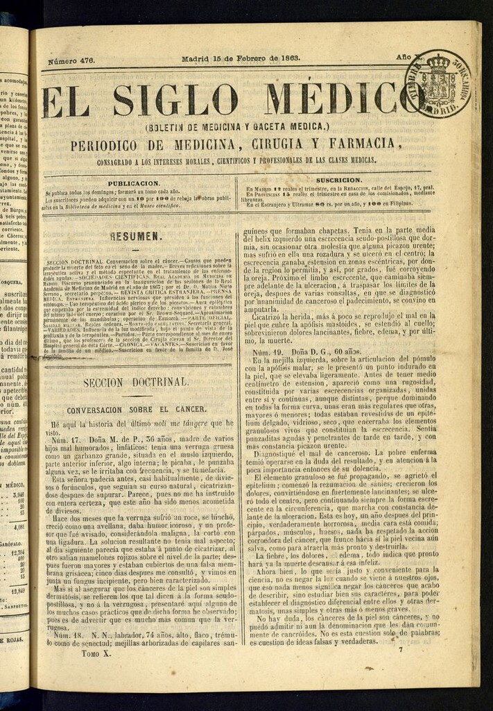 Miniatura de El Siglo Médico: boletín de medicina y gaceta médica del 15 de febrero de 1863