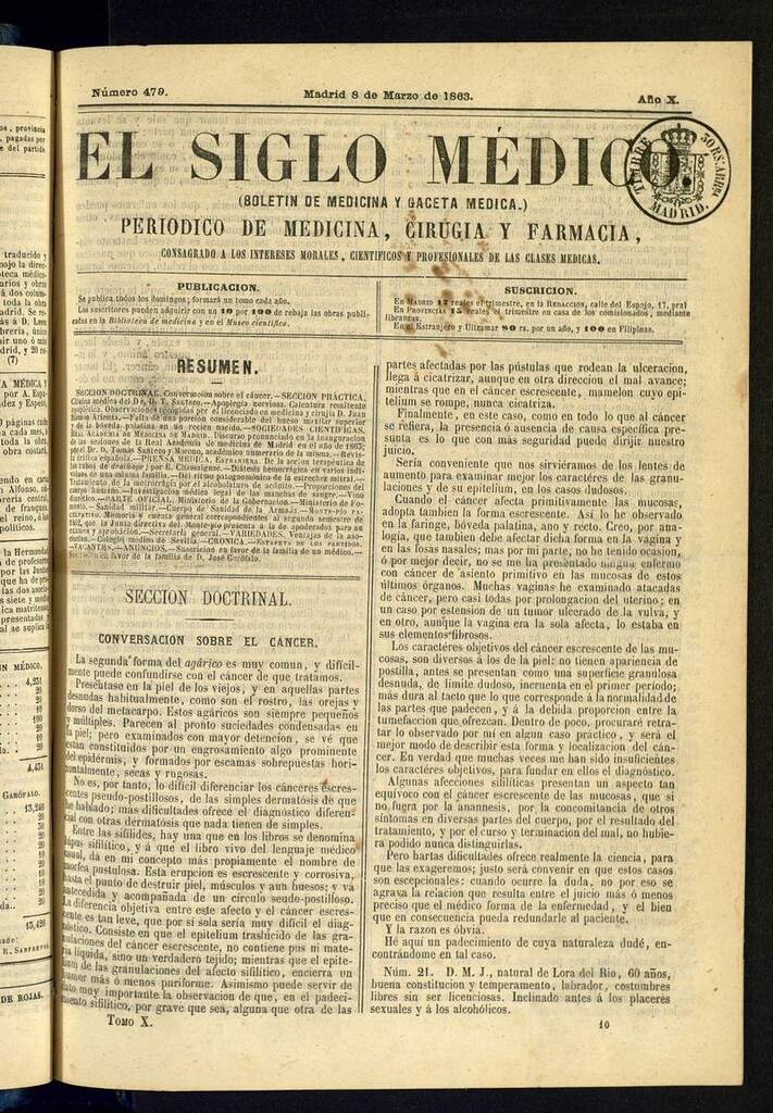 Miniatura de El Siglo Médico: boletín de medicina y gaceta médica del 8 de marzo de 1863