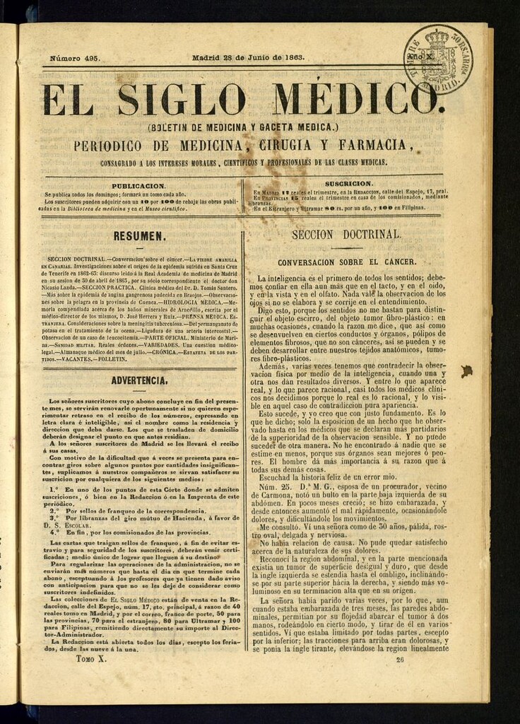 Miniatura de El Siglo Médico: boletín de medicina y gaceta médica del 28 de junio de 1863