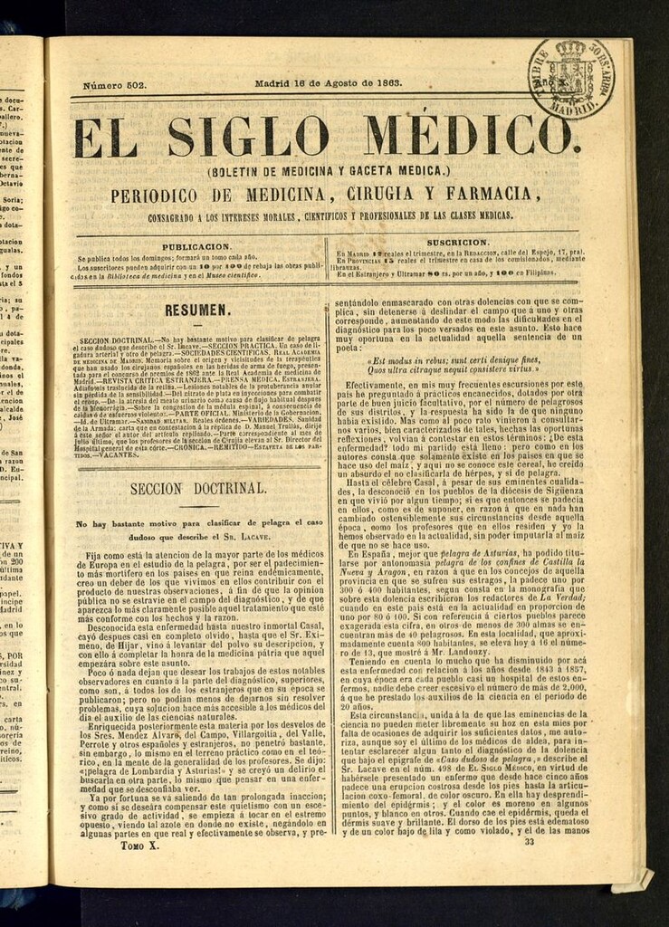 Miniatura de El Siglo Médico: boletín de medicina y gaceta médica del 16 de agosto de 1863