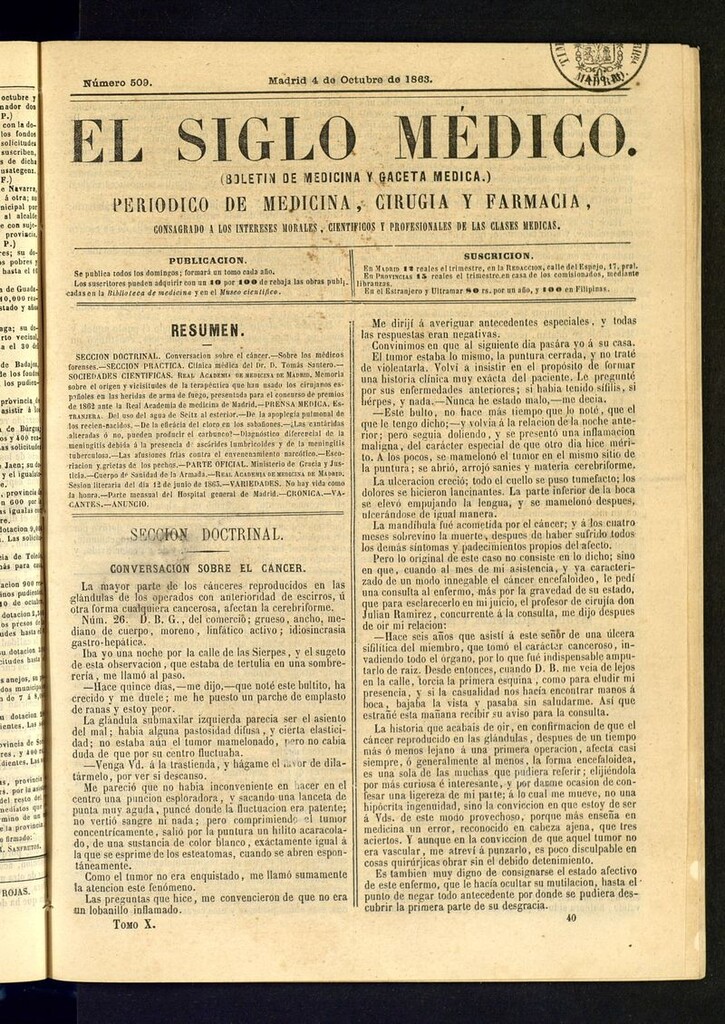 Miniatura de El Siglo Médico: boletín de medicina y gaceta médica del 4 de octubre de 1863