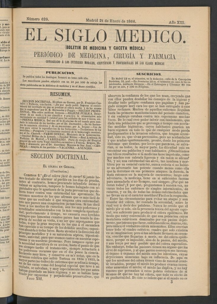 Miniatura de El Siglo Médico: boletín de medicina y gaceta médica del 21 de enero de 1866