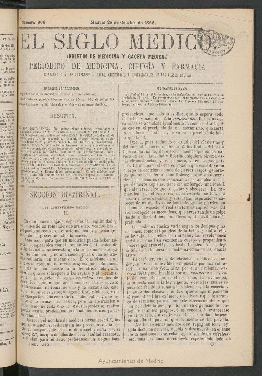 Miniatura de El Siglo Médico: boletín de medicina y gaceta médica del 28 de octubre de 1866
