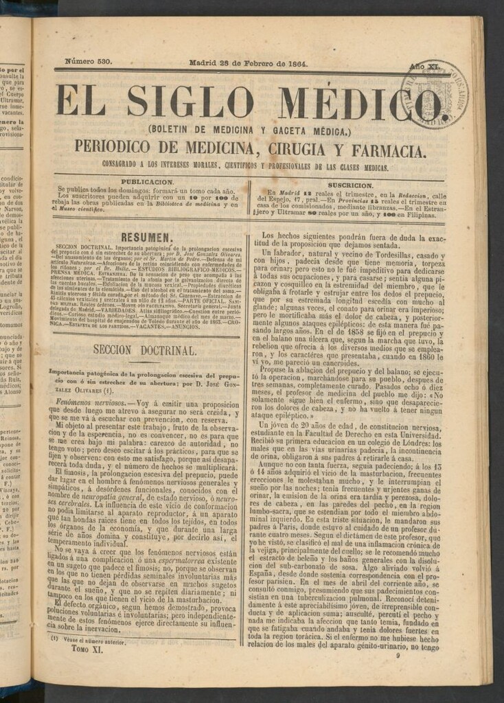 Miniatura de El Siglo Médico: boletín de medicina y gaceta médica del 28 de febrero de 1864
