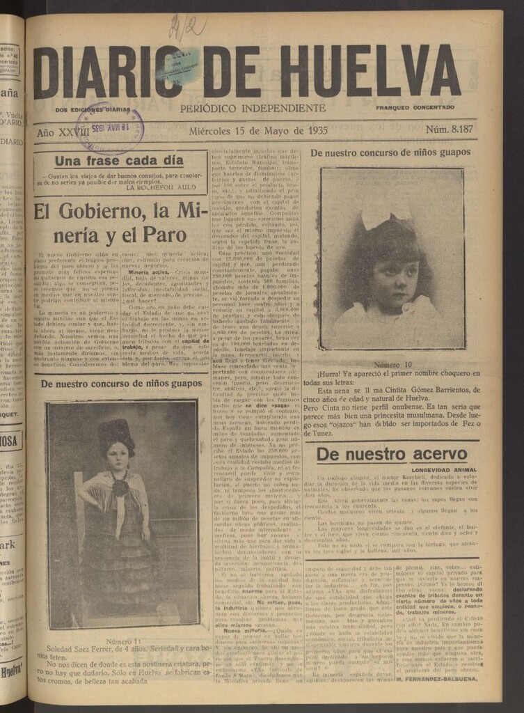 Miniatura de Diario de Huelva : periódico independiente del 15 de mayo de 1935