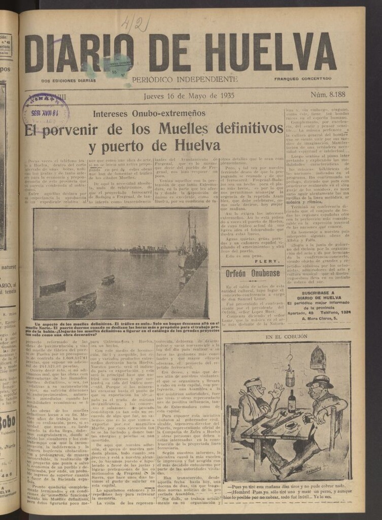 Miniatura de Diario de Huelva : periódico independiente del 16 de mayo de 1935