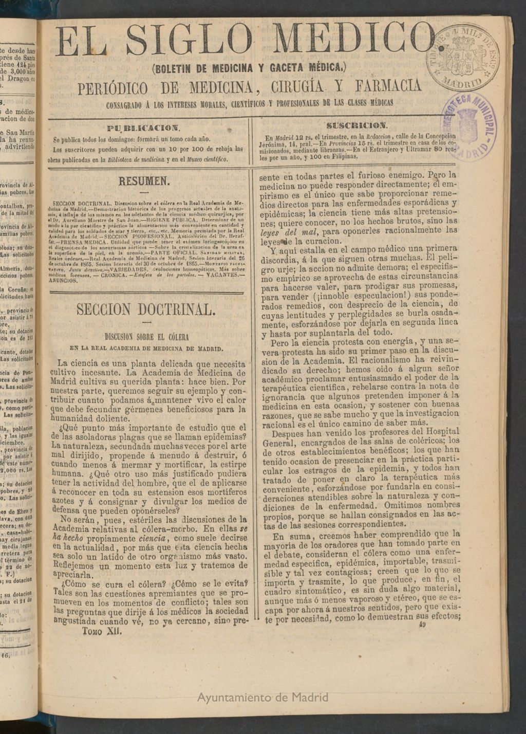 Miniatura de El Siglo Médico: boletín de medicina y gaceta médica del 3 de diciembre de 1865