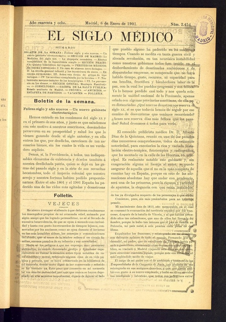 Miniatura de El Siglo Médico: boletín de medicina y gaceta médica del 6 de enero de 1901