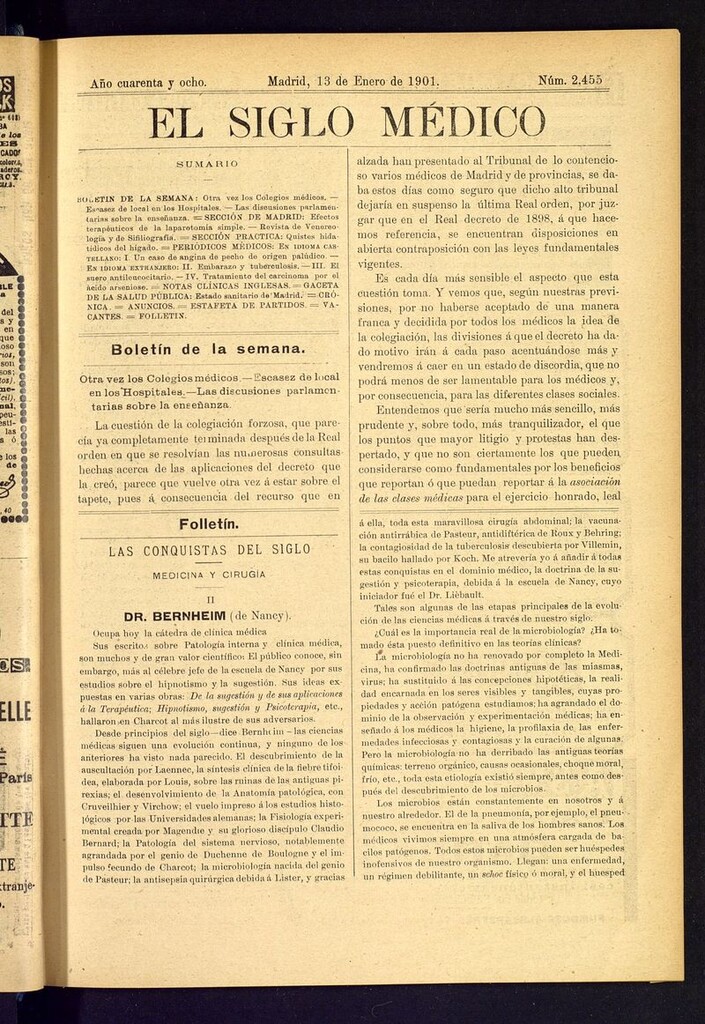 Miniatura de El Siglo Médico: boletín de medicina y gaceta médica del 13 de enero de 1901