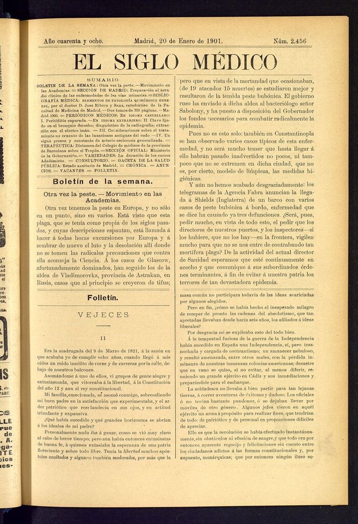 Miniatura de El Siglo Médico: boletín de medicina y gaceta médica del 20 de enero de 1901