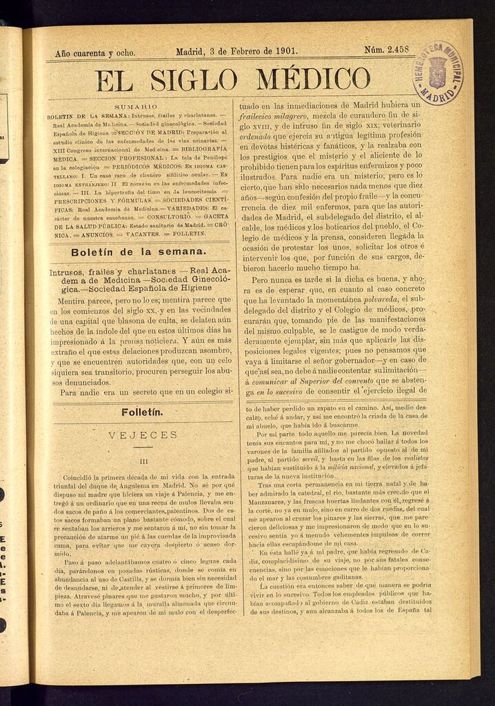 Miniatura de El Siglo Médico: boletín de medicina y gaceta médica del 3 de febrero de 1901