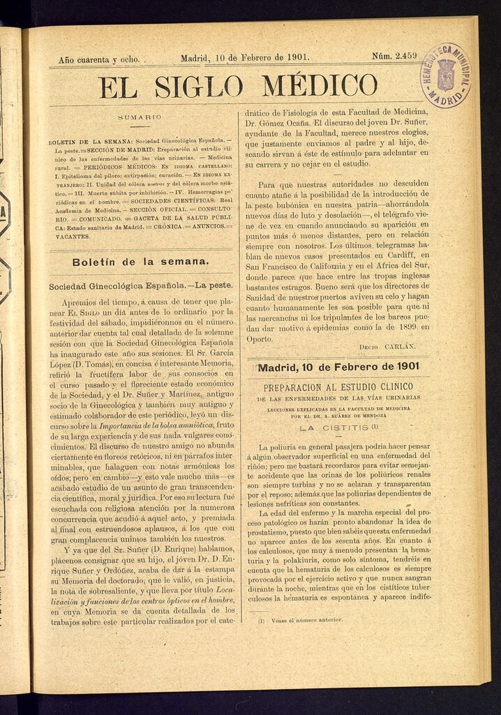 Miniatura de El Siglo Médico: boletín de medicina y gaceta médica del 10 de febrero de 1901