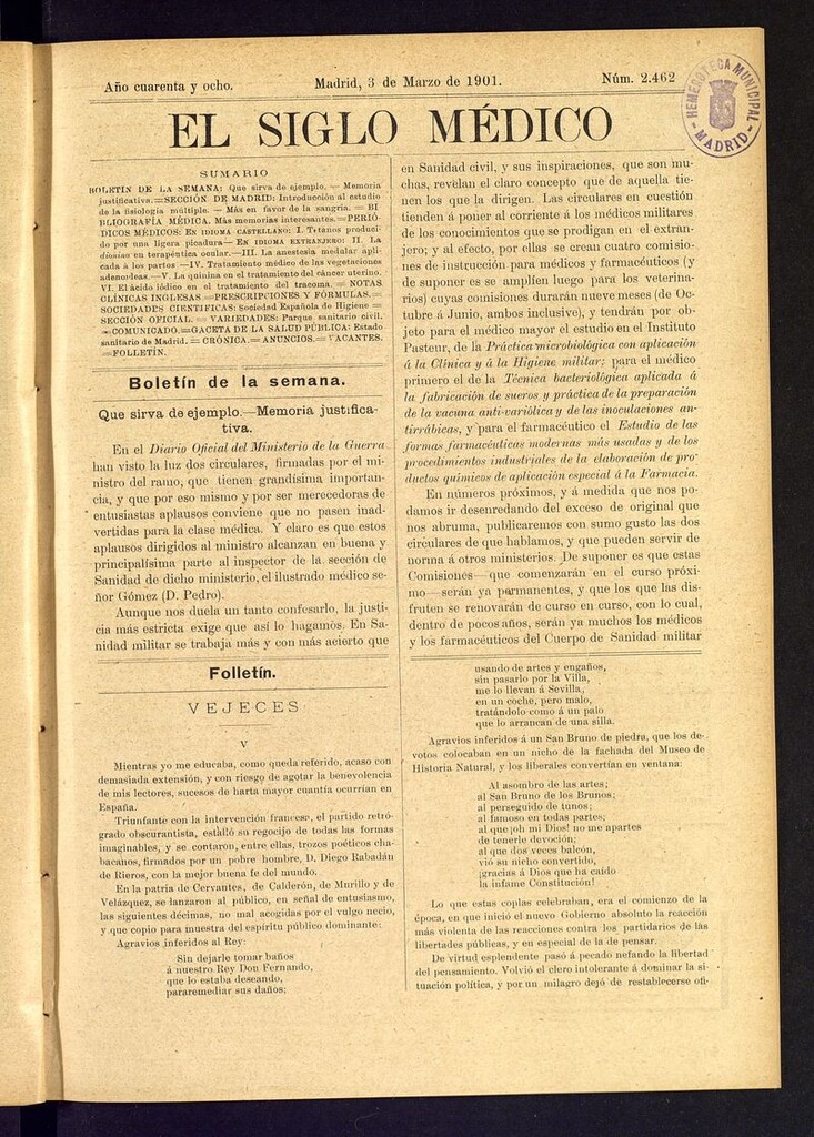 Miniatura de El Siglo Médico: boletín de medicina y gaceta médica del 3 de marzo de 1901