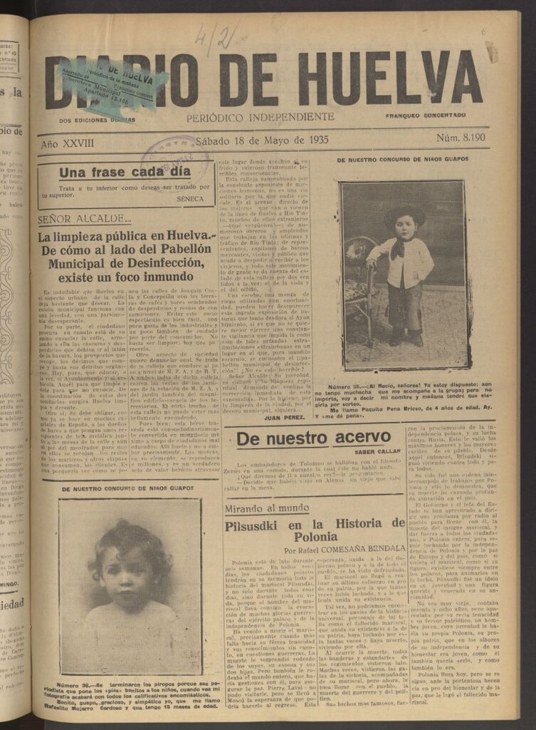 Miniatura de Diario de Huelva : periódico independiente del 18 de mayo de 1935