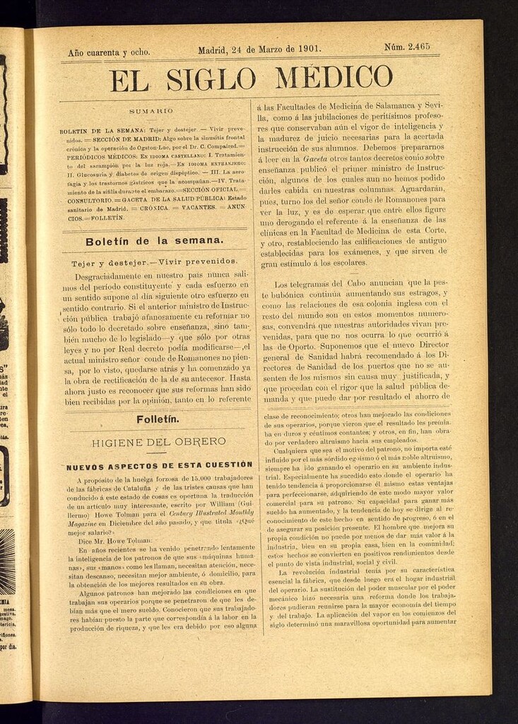 Miniatura de El Siglo Médico: boletín de medicina y gaceta médica del 24 de marzo de 1901
