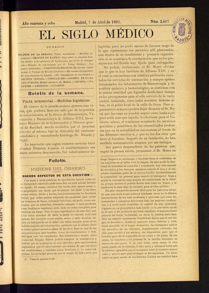 Miniatura de El Siglo Médico: boletín de medicina y gaceta médica del 7 de abril de 1901