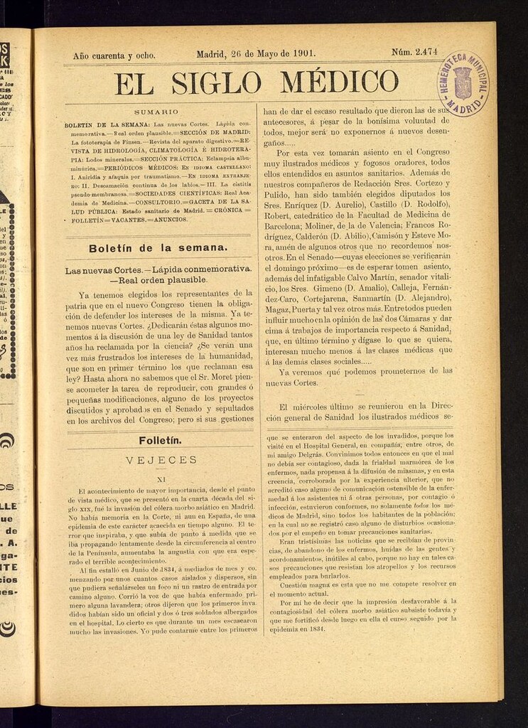Miniatura de El Siglo Médico: boletín de medicina y gaceta médica del 26 de mayo de 1901