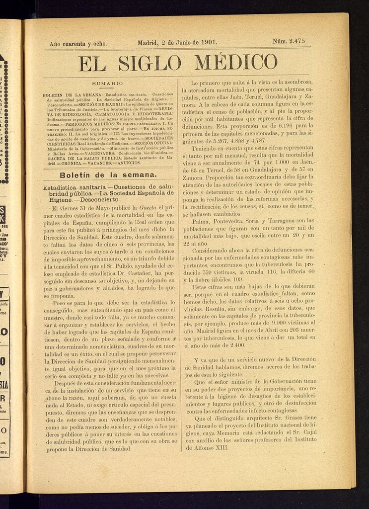 Miniatura de El Siglo Médico: boletín de medicina y gaceta médica del 2 de junio de 1901