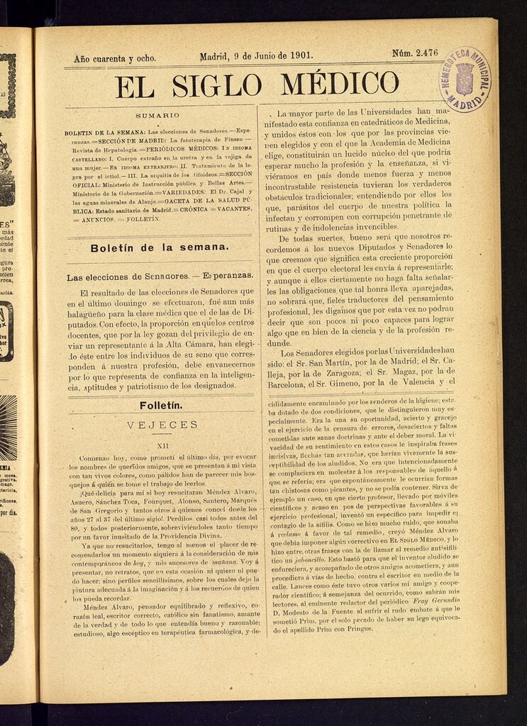 Miniatura de El Siglo Médico: boletín de medicina y gaceta médica del 9 de junio de 1901