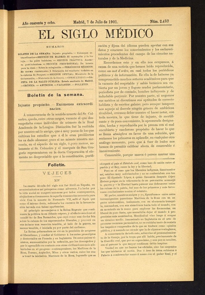 Miniatura de El Siglo Médico: boletín de medicina y gaceta médica del 7 de julio de 1901