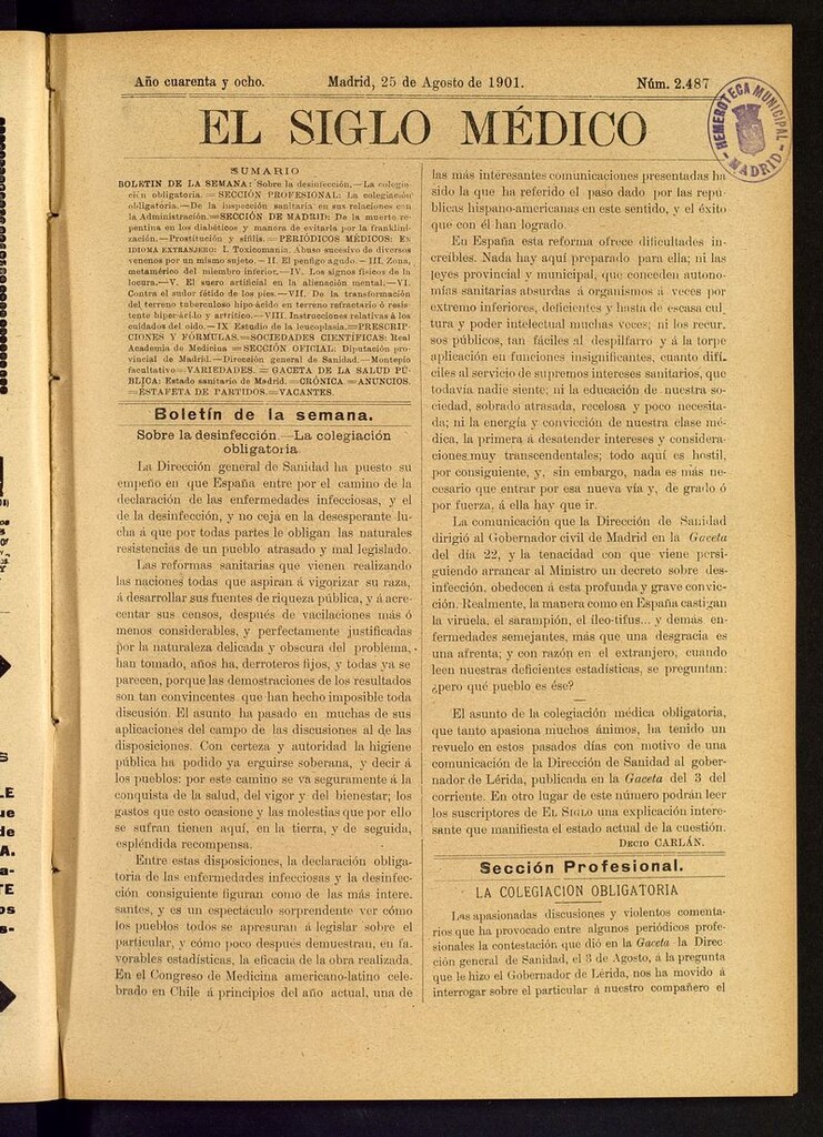 Miniatura de El Siglo Médico: boletín de medicina y gaceta médica del 25 de agosto de 1901