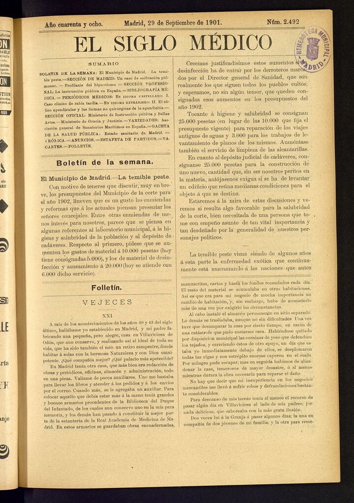 Miniatura de El Siglo Médico: boletín de medicina y gaceta médica del 29 de septiembre de 1901