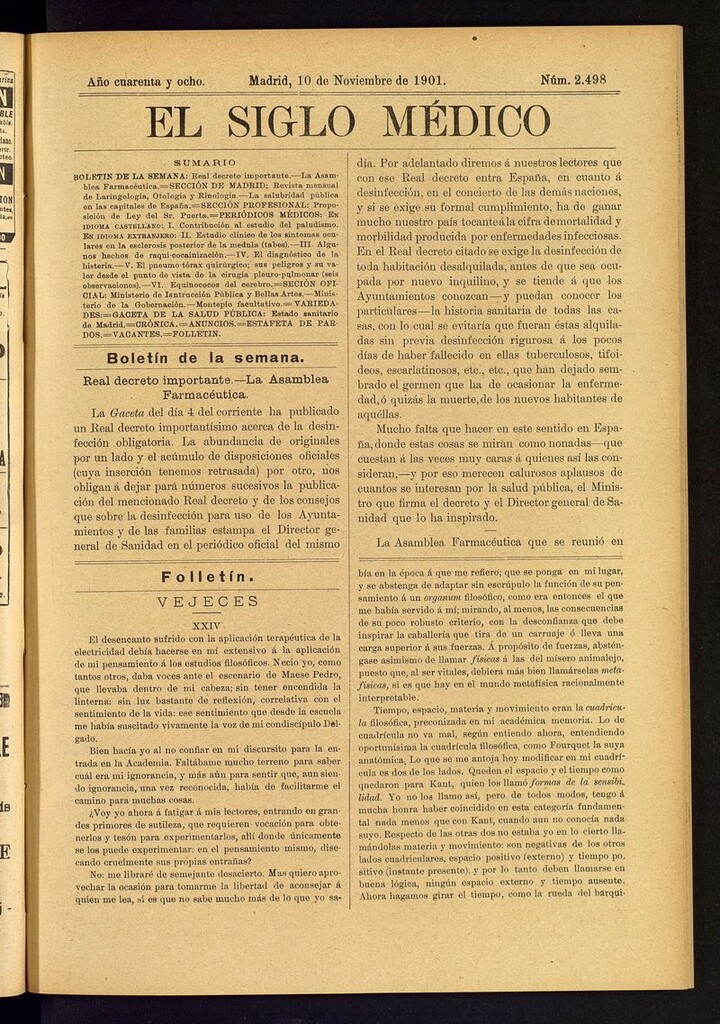 Miniatura de El Siglo Médico: boletín de medicina y gaceta médica del 10 de noviembre de 1901