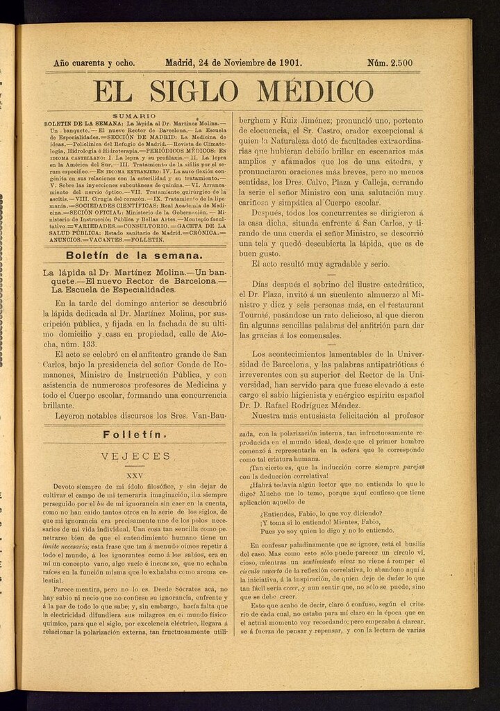 Miniatura de El Siglo Médico: boletín de medicina y gaceta médica del 24 de noviembre de 1901
