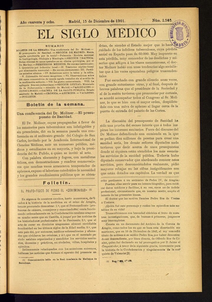 Miniatura de El Siglo Médico: boletín de medicina y gaceta médica del 15 de diciembre de 1901