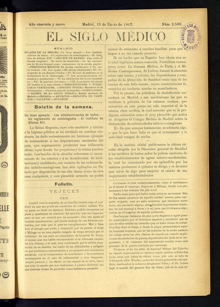 Miniatura de El Siglo Médico: boletín de medicina y gaceta médica del 19 de enero de 1902