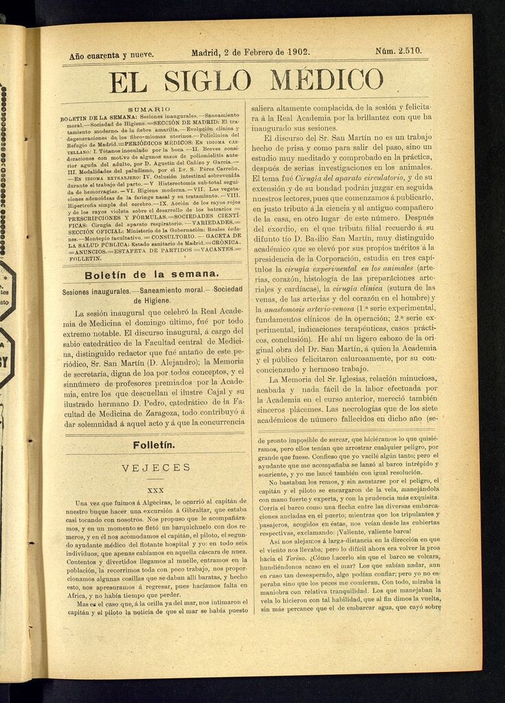 Miniatura de El Siglo Médico: boletín de medicina y gaceta médica del 2 de febrero de 1902