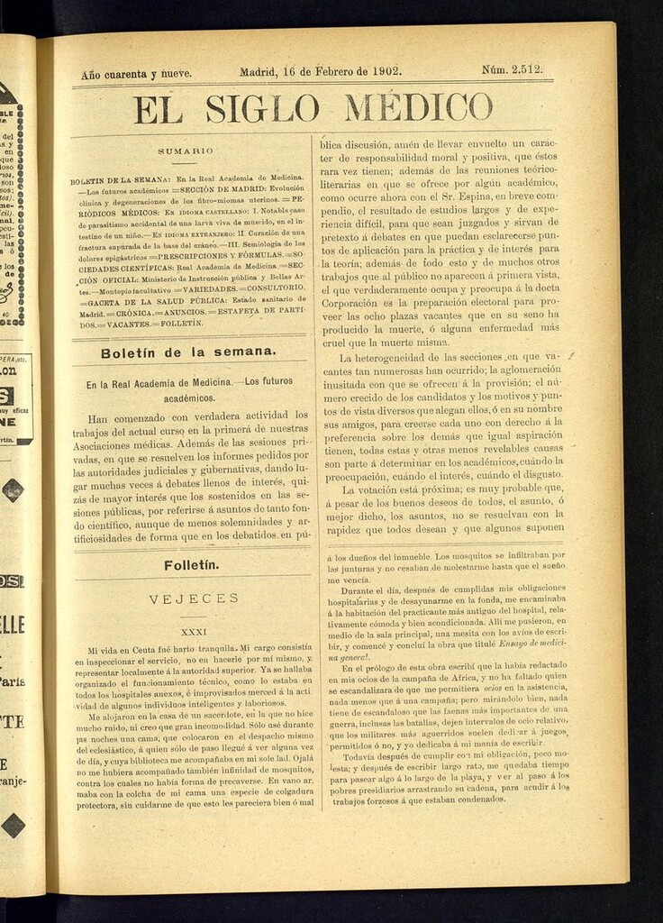 Miniatura de El Siglo Médico: boletín de medicina y gaceta médica del 16 de febrero de 1902