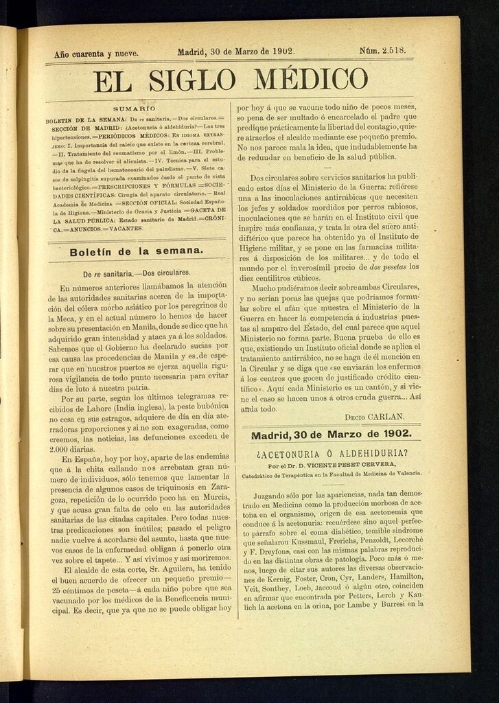 Miniatura de El Siglo Médico: boletín de medicina y gaceta médica del 30 de marzo de 1902