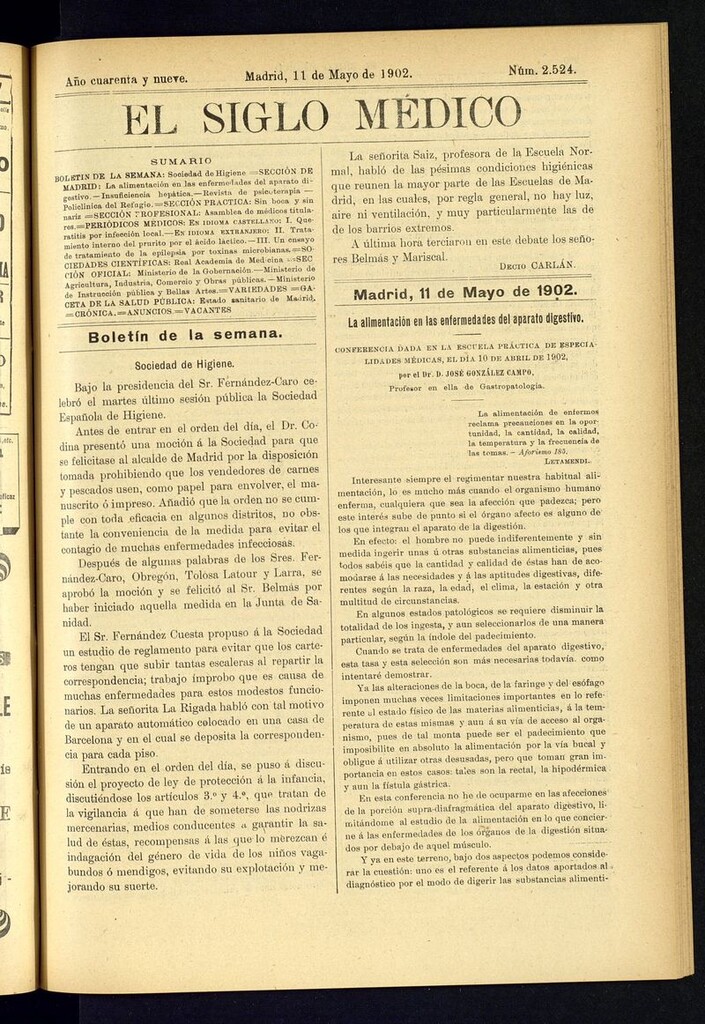Miniatura de El Siglo Médico: boletín de medicina y gaceta médica del 11 de mayo de 1902