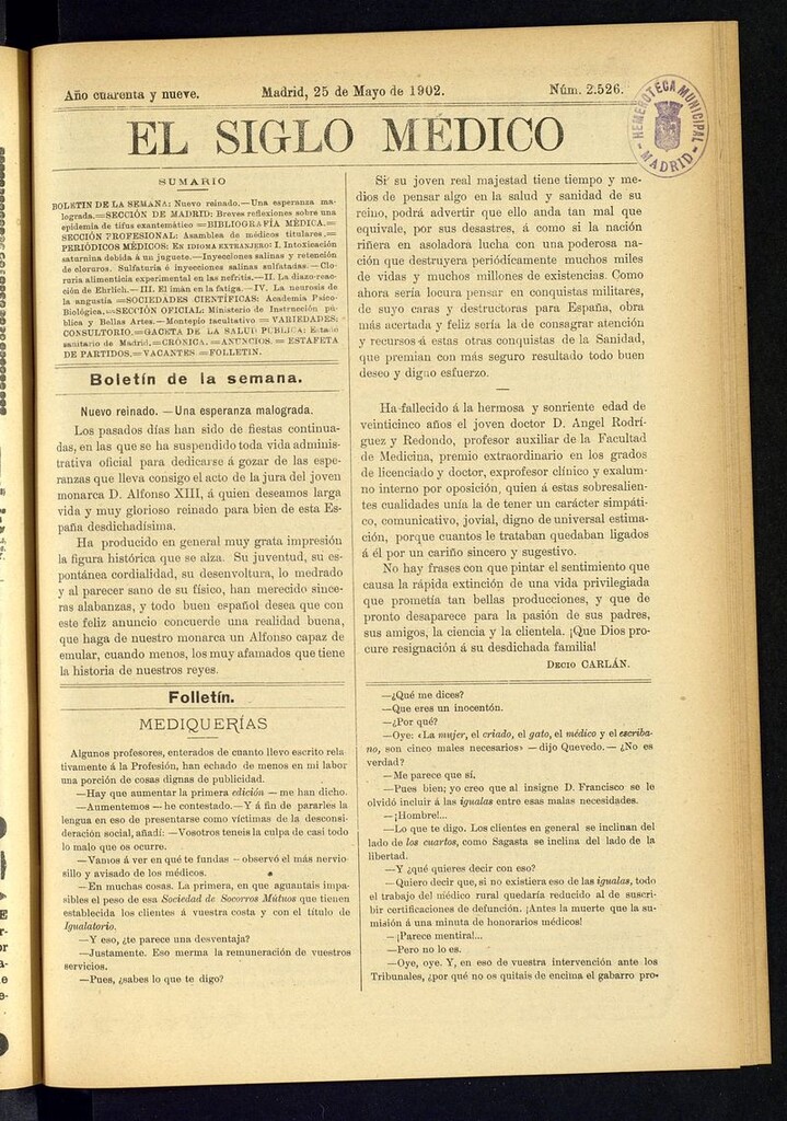 Miniatura de El Siglo Médico: boletín de medicina y gaceta médica del 25 de mayo de 1902