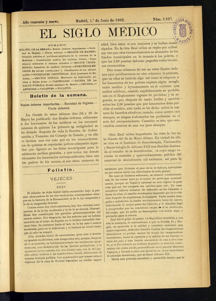 Miniatura de El Siglo Médico: boletín de medicina y gaceta médica del 1 de junio de 1902