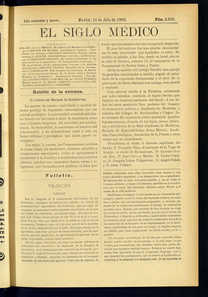 Miniatura de El Siglo Médico: boletín de medicina y gaceta médica del 13 de julio de 1902