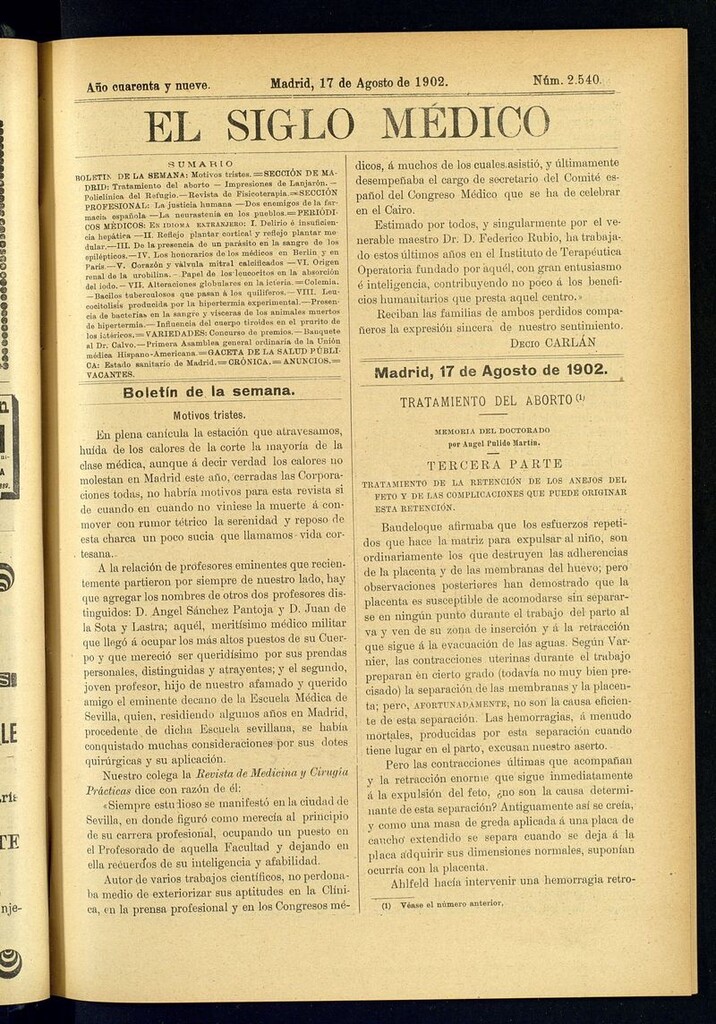 Miniatura de El Siglo Médico: boletín de medicina y gaceta médica del 17 de agosto de 1902