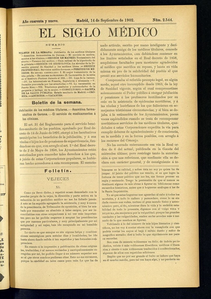 Miniatura de El Siglo Médico: boletín de medicina y gaceta médica del 14 de septiembre de 1902