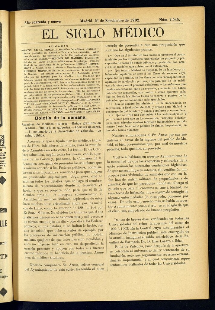 Miniatura de El Siglo Médico: boletín de medicina y gaceta médica del 21 de septiembre de 1902