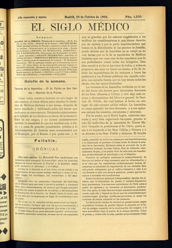 Miniatura de El Siglo Médico: boletín de medicina y gaceta médica del 26 de octubre de 1902
